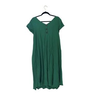 J. Jill Maxi Dress Womens Cap Sleeve Long Green Clover Dress Size Large Petite